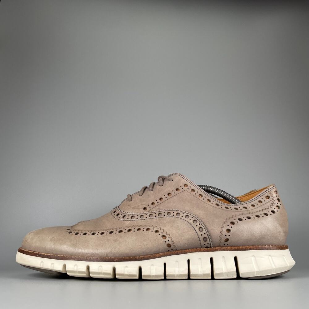 Cole Haan Grand.Os Men's 11 M Gray Leather Wingtip Brogue Oxford Dress Shoes GUC